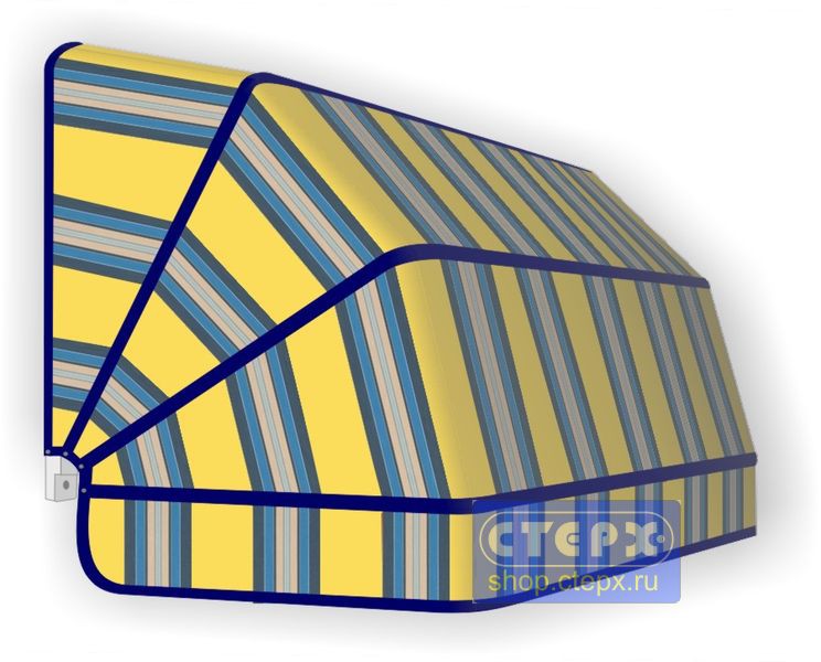 Корзинная прямоугольная маркиза с 4 лучами жесткости и тентом из ткани в многоцветную жаккардовую полоску
